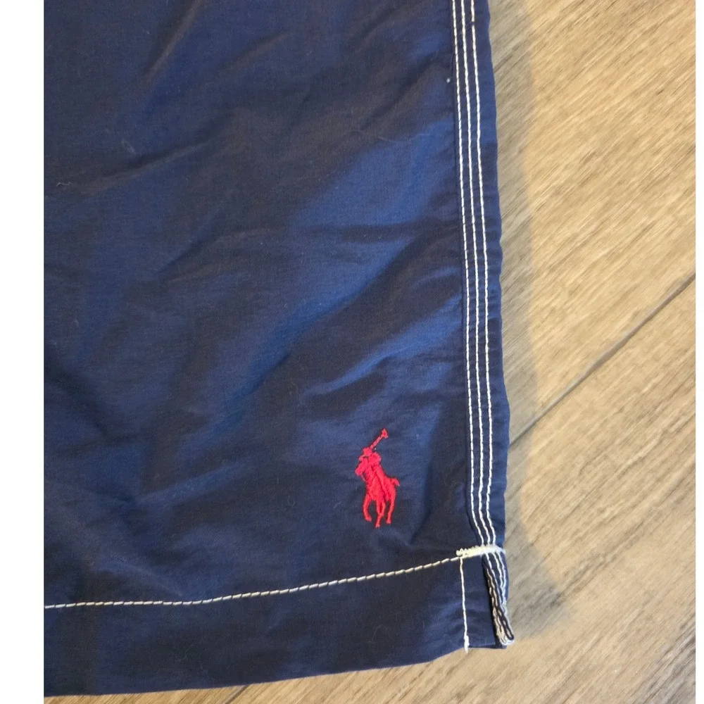 Polo Ralph Lauren Men L Navy Blue Board Shorts Swim Trunks Cargo Contrast Stitch